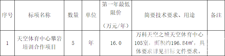 浙江省建设工程设备招标有限公司关于天空体育中心攀岩培训合作项目的公开招标公告(图1)