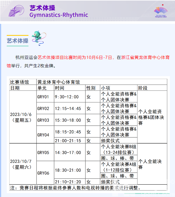 杭州亚运会艺术体操、足球项目今日开票，你要看哪一场？(图3)
