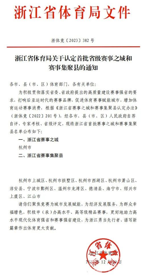 浙江诞生首批省级赛事之城和赛事集聚县(图3) 浙江诞生首批省级赛事之城和赛事集聚县(图3)