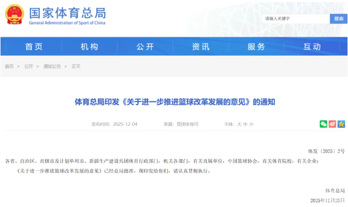 事关篮球改革发展，体育总局最新印发！(图1)